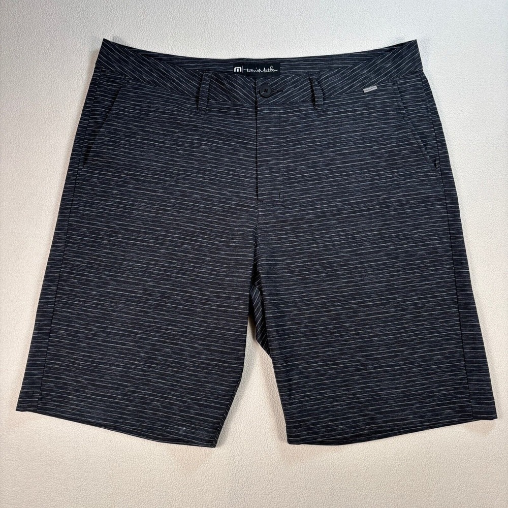 Travis Mathew Shorts Men's 36 (fits 37x9)‎ Black Heather Stripe Golf  Stretch